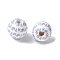 Mother's Day Theme Printed Wood European Beads, Large Hole Beads, Round, Mama, Word, 16.5x14.5mm, Hole: 4mm