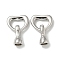 Brass Fold Over Clasps, Heart, Platinum, 19mm, Heart: 11x13x2mm, Clasp: 12x6x5, hole: 3mm.