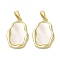 Brass Pave Shell Pendants, Geometric Charms, Real 18K Gold Plated, Nuggets, 20.5x13.5x2.5mm, Hole: 3x5mm