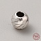 Rhodium Plated Sterling Silver Bead, Grooved Round, Platinum, 3x2.5mm, Hole: 1.2mm