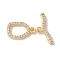 Brass Pave Clear Cubic Zirconia Toggle Clasps, Real 18K Gold Plated, 20.5mm