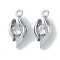 Brass Pendants, with Clear Glass, Flower, Real Platinum Plated, Real Platinum Plated, 14x6x5mm, Hole: 1.2mm
