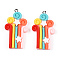 Opaque Resin Pendants, Colorful Charms with Platinum Tone Iron Loops, Rectangle, 41.5x23.5x5mm, Hole: 2mm