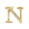 Rack Plating Brass Micro Pave Cubic Zirconia Pendant, Greek Alphabet, Real 18K Gold Plated, Letter N, 15x15.5x1.5~1.6mm, Hole: 1.1mm