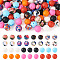 Pandahall 48Pcs Food Grade Eco-Friendly Silicone Focal Beads, Round, Mixed Color, 14.5~15mm, Hole: 2~2.5mm, 8 style/set