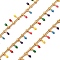 304 Stainless Steel Curb Chains, with Enamel Charms and Spool, Soldered, Ion Plating(IP), Golden, Mixed Color, Charm: 6x1.5x2mm, Link: 2x1.5x0.3mm, about 16.4 Feet(5m)/roll