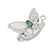 Brass Box Clasps, with Glass and Shell, Butterfly, Platinum, 11x17x10mm, Hole: 1.4mm