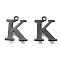 304 Stainless Steel Charms, Laser Cut, Alphabet, Electrophoresis Black, Letter.K, 12x10x0.8mm, Hole: 1mm