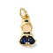 Brass Micro Pave Colorful Cubic Zirconia Glass Pendants, Real 18K Gold Plated, Girl, 15x8x3.5mm, Hole: 3.2mm