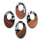 Opaque Resin & Walnut Wood Pendants, Oval Charms with Butterfly Paillettes, Silver, 35.5x22x3.5mm, Hole: 16x10mm