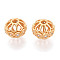 925 Sterling Silver Micro Pave Clear Cubic Zirconia Hollow Beads, Rondelle, Real 24K Gold Plated, 10.5x9mm, Hole: 2mm