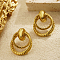 Stainless Steel Double-Layer Rings Dangle Stud Earrings for Women, Golden, 33x24mm