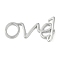 Brass Toggle Clasps, Letter, Platinum, Bar: 13.5x4x3.5mm, Hole: 1.2mm, Letter: 8.5x26x1.5mm, Hole: 1.2mm