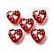 Glass Enamel Beads, Hand Drawn Beads, Heart with Heart, White, 13.5~14x14x8.5mm, Hole: 1.2mm