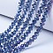 Electroplate Glass Beads Strands, AB Color Plated, Faceted, Rondelle, Marine Blue, 4x3mm, Hole: 0.8~1mm, about 105~110pcs/strand, 38~39cm