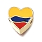 Brass with Enamel Beads, Colombia Flag Heart, Rack Plating, Long-Lasting Plated, Cadmium Free & Lead Free, Colorful, Golden, 11x11x5mm, Hole: 1.6mm