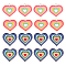 16Pcs 4 Style Rack Plating Alloy Enamel Pendants, Cadmium Free & Lead Free, Heart, Platinum & Light Gold, 23~27x25~28x1~1.5mm, Hole: 2mm, 4pcs/style