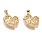Brass Micro Pave Clear Cubic Zirconia Pendants, Long-Lasting Plated, for Mother's Day, Heart with Word Mom, Golden, 21x18.3x2.5mm, Hole: 5x3.5mm.