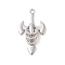 Alloy Pendants, Sword Charm, Platinum, 46.5x27x9.5mm, Hole: 3mm
