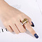 Roman Numerals 304 Stainless Steel & Crystal Rhinestone Finger Rings, Golden, US Size 7(17.3mm)