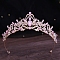 Alloy Rhinestone Crown Hair Bands for Woman Girls, Wedding Party Decoration, Rose, 140mm