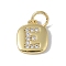 Rack Plating Brass Micro Pave CLear Cubic Zirconia Charms, with Jump Rings, Cadmium Free & Lead Free, Long-Lasting Plated, Real 18K Gold Plated, Letter E, 11.5x9x1.5mm, Hole: 2.8mm