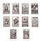 201 Stainless Steel Pendants, Laser Engraved Pattern, Stainless Steel Color, 40x24x1mm, Hole: 2mm