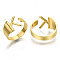 Alloy Cuff Finger Rings, Cadmium Free & Nickel Free & Lead Free, Alphabet, Golden, Letter.K, US Size 8(18.1mm)