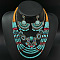Turquoise Jewelry Sets, with Alloy, Glass, Seed Bead and Rhinestone Finding, Mixed Color, 21.65 inch(550mm), Earring: 55mm long