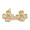 Brass Micro Pave Cubic Zirconia Pendants, Clover, with Glass and Jump Ring, Long-Lasting Plated, Cadmium Free & Lead Free, Real 18K Gold Plated, Clear, 18x16x6mm, Hole: 3mm