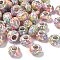 Transparent Resin Rondelle European Beads, with Paillette & Platinum Tone Brass Cores, Large Hole Beads, Colorful, 14x8.5mm, Hole: 5mm