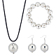 Anattasoul alliage boule disco bracelet extensible perlé et boucles d'oreilles et collier pendentif SJEW-AN0001-08-1