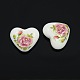 Perles cardiaques acryliques opaques de fleurs imprimés SACR-O001-03A-1