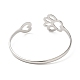 Hollow Dog Paw Print & Heart 304 Stainless Steel Cuff Bangles for Women BJEW-L682-015P-2