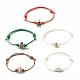 5Pcs 5 Style Christmas Tree & Snowflake & Reindeer & Santa Claus Alloy Beaded Cord Bracelets Set BJEW-JB08112-1