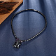 Black Iron Stone Pendant Necklaces NJEW-BB17488-6