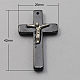 磁気無しヘマタイトペンダント  イースターのために  グレードA  十字架クロス  ブラック  42x26x8mm  穴：1mm G-Q894-31-1