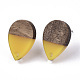 Accessoires de boucles d'oreilles en résine et bois de noyer MAK-N032-002A-B06-3