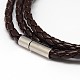 Trendy Unisex Casual Style Braided PU Leather 3~4-Loop Wrap Bracelets BJEW-L256-05-3