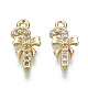 Brass Micro Pave Clear Cubic Zirconia Charms X-KK-S348-525-NF-1