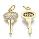Brass Micro Pave Clear Cubic Zirconia Pendants ZIRC-N039-091-NF-2