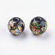 Perle di vetro stampate con fiori GLAA-E399-8mm-04-1