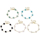 Bracelet chaîne à maillons en perles rondes mélangées naturelles et synthétiques BJEW-JB09970-1