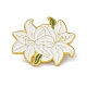 Alfiler de esmalte de flor de lirio verdoso JEWB-C008-14G-1