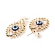 Aretes colgantes de resina mal de ojo con cuentas de perlas acrílicas EJEW-J045-04KCG-3