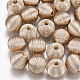 Perles de bois recouvertes de fil de cordon polyester WOVE-S117-14mm-05-2
