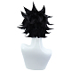 コスプレパーティーウィッグ  合成かつら  耐熱高温繊維  前髪の短い先のとがったかつら  ブラック  11インチ（28cm） OHAR-I015-25-5