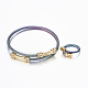 Trendy conjuntos de anillos y brazaletes de torque de 304 acero inoxidable SJEW-H073-05-2