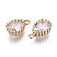 Brass Clear Cubic Zirconia Charms KK-S359-129-B01-RS-3