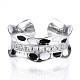 Clear Cubic Zirconia Wave Open Cuff Ring with Enamel RJEW-N039-03P-2